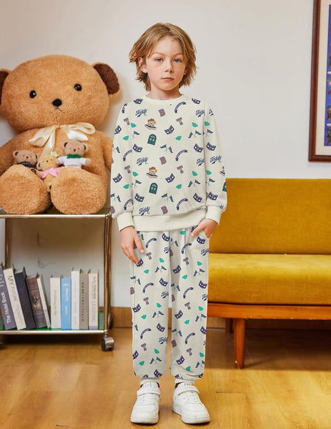 Arshiner Boys Teddy Bear Sweatshirt and Pants Outfit Set