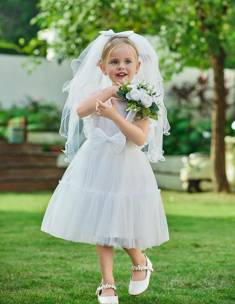 【2-6T】Arshiner Toddler Tutu Dress Girls Tulle Ruffle Bowknot Dresses