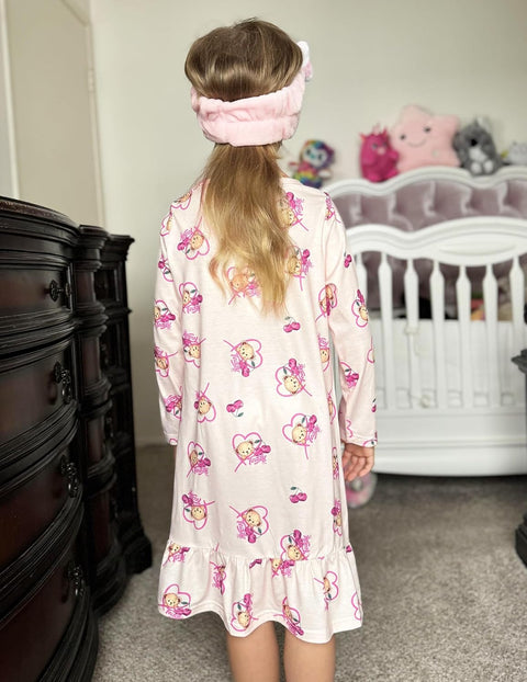 Arshiner Girls' Long Sleeve Cute Nightie Pajama Dress