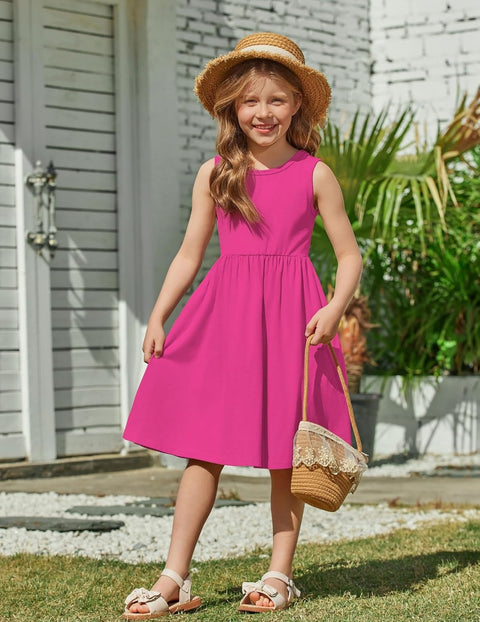 【2-6Y】Arshiner Toddler Girls Dress Back Bowknot Twirly Sundress with Pockets