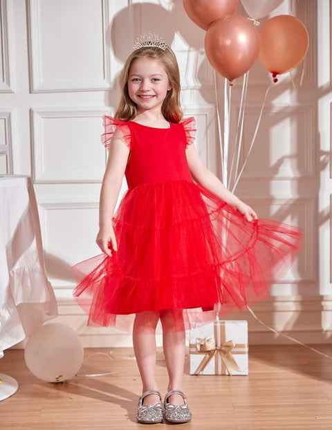 Arshiner Toddler Baby Girl Dress Ruffle Sleeveless Tulle Dresses 2-6