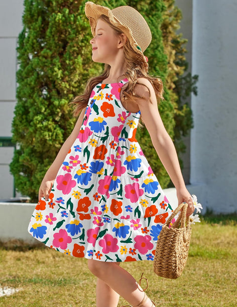 Arshiner Toddler Girl Dresses Casual Sleeveless Swing Flowy Sundress
