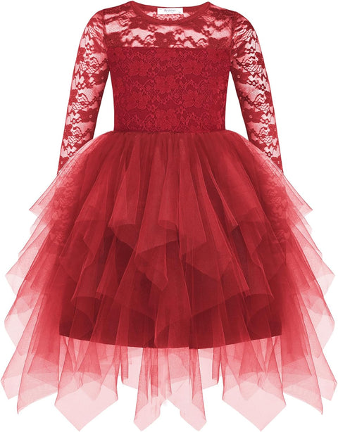 Arshiner Flower Girl Dress Toddler Contrast Lace Tutu Tulle Dresses