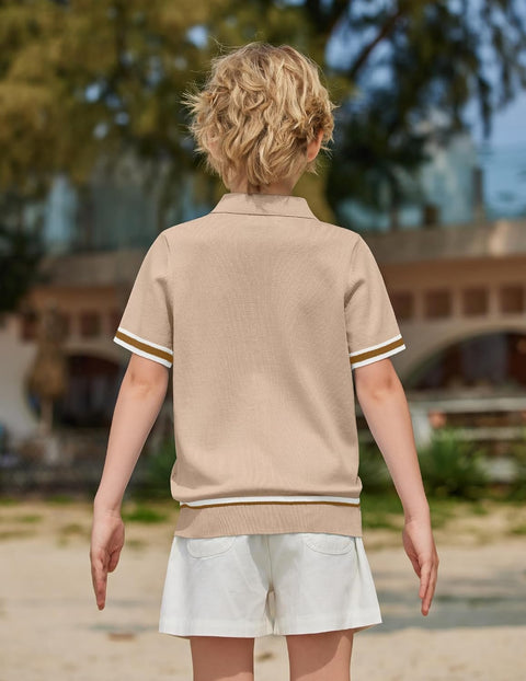Arshiner Boys Knit Shirts Short Sleeve Button Down Shirt
