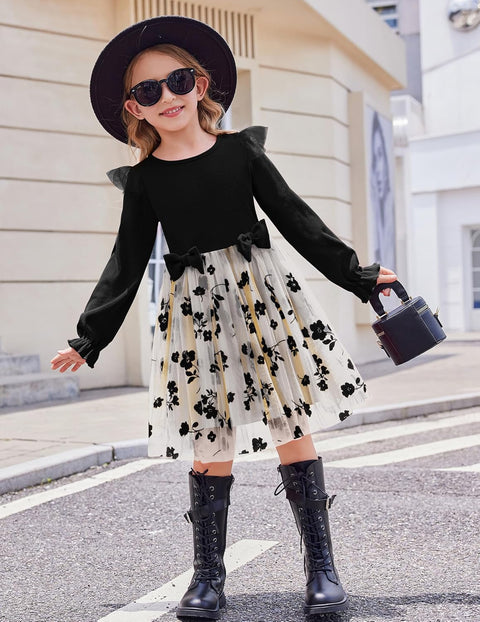 Arshiner Girls Tulle Dresses with Bow Tie Party Dress