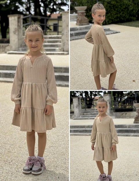 Arshiner Girls Dresses Lantern Long Sleeve Casual Dress