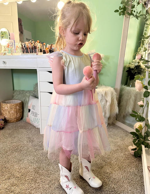 Arshiner Toddler Baby Girl Dress Ruffle Sleeveless Tulle Dresses 2-6