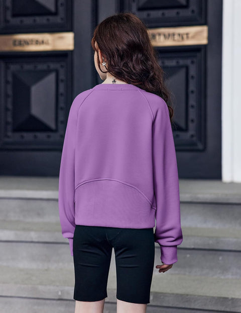 Arshiner Girls Sweatshirt Crop Tops Cropped Ribbed Shirts