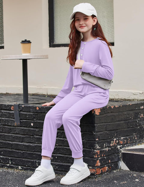 Arshiner Girls Clothes Crew Neck Long Sleeve Tops and Pants Set