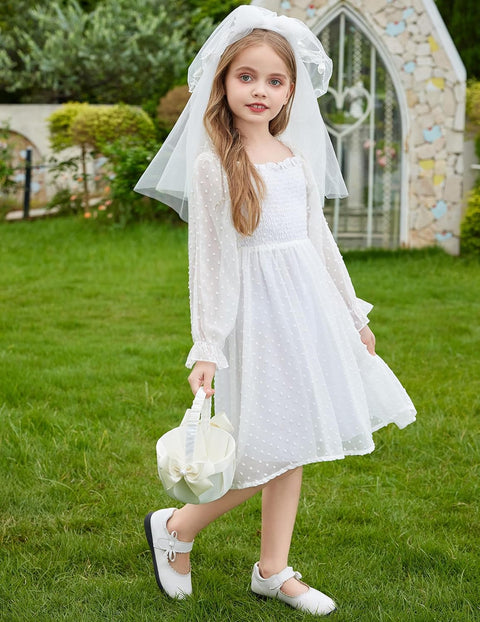 Arshiner Girl Tulle Dress Winter Long Sleeve Teen Girls Party Dresses