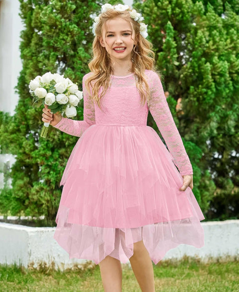 Arshiner Flower Girl Dress Toddler Contrast Lace Tutu Tulle Dresses