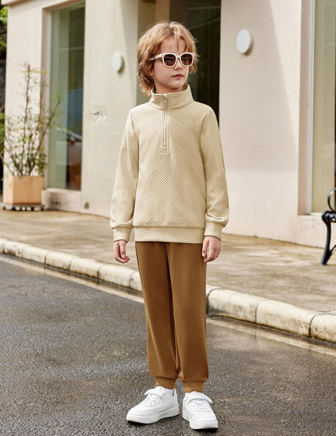 Arshiner Boys Half Zip Sweatshirt and Pants Outfit 2Pcs Set