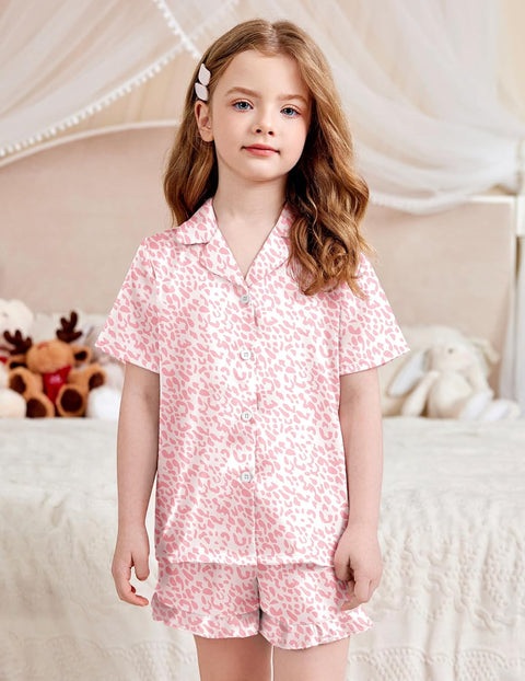 Arshiner Girls Pajamas Silk Satin Pajama Set