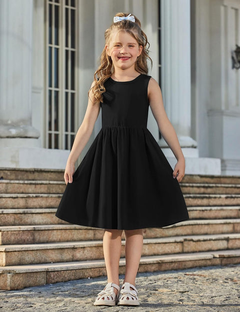 【2-6Y】Arshiner Toddler Girls Dress Back Bowknot Twirly Sundress with Pockets