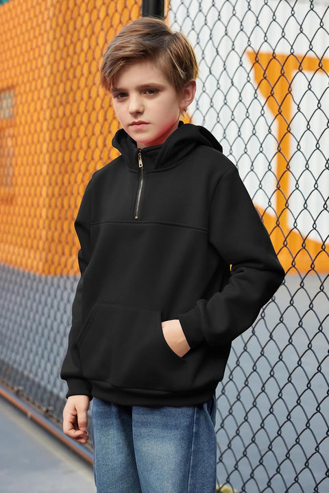 Arshiner Boy's Loose Fit Quarter-Zip Pullover Hoodie Sweatshirt