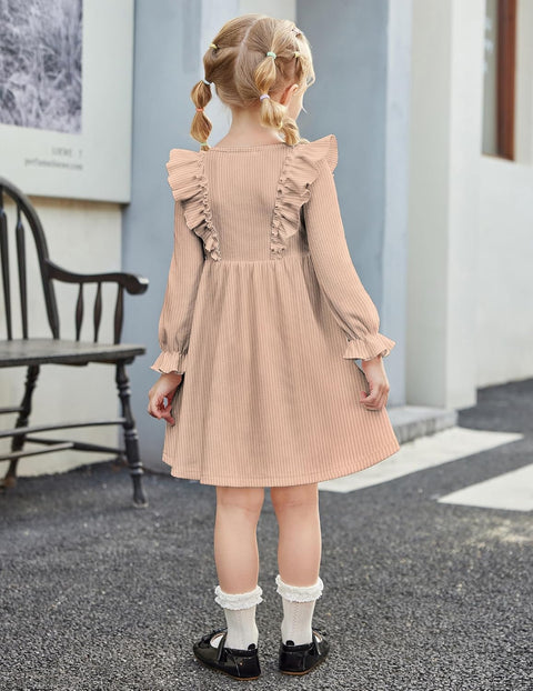Arshiner Toddler Sweater Dress Ruffle Ribbed Knit Dresses