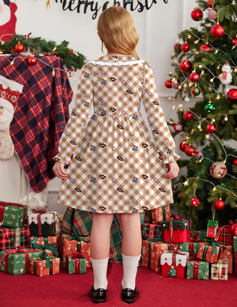 Arshiner Girls Long Sleeve Dress Ruffle Cotton Dresses