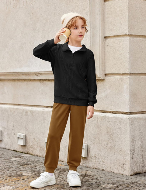 Arshiner Boys Half Zip Sweatshirt and Pants Outfit 2Pcs Set