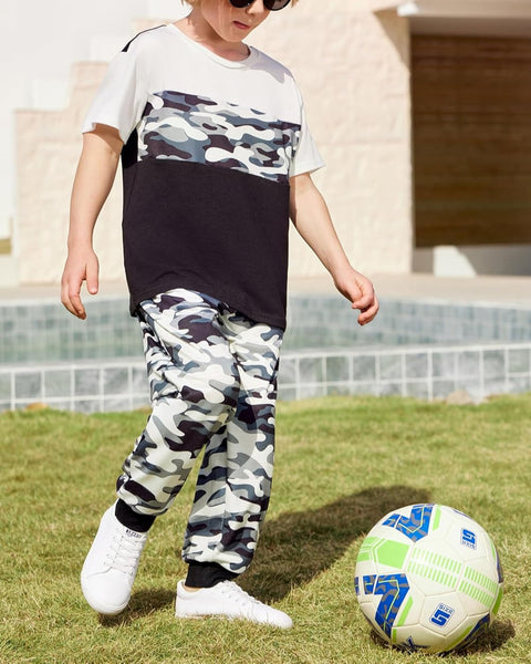 Arshiner Boy's Pants Set - 2 Piece ColorBlock T-Shirt and Pants