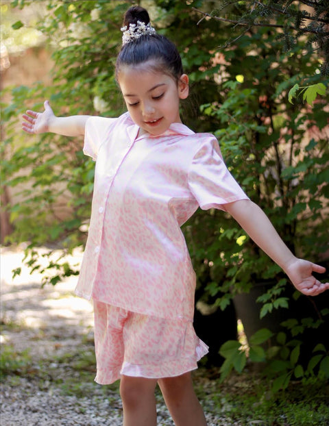 Arshiner Girls Pajamas Silk Satin Pajama Set