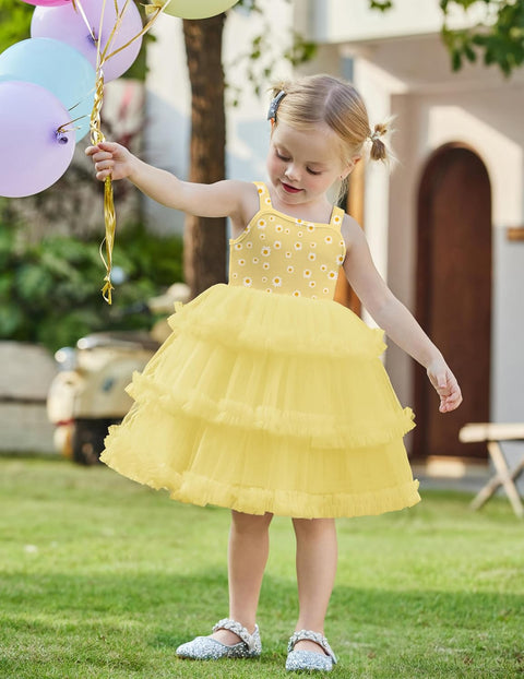 Arshiner Toddler Girls Tulle Dress Tiered Ruffle Fluffy Tutu Dresses 2-8 Years