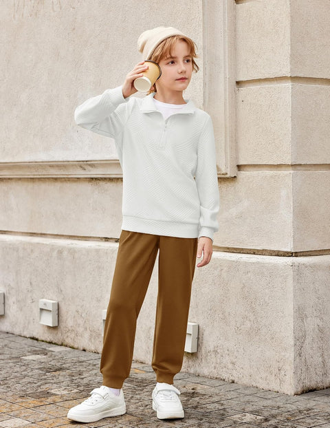 Arshiner Boys Half Zip Sweatshirt and Pants Outfit 2Pcs Set