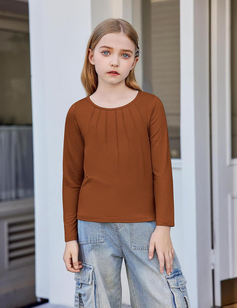 Arshiner Girls Pleated Long Sleeve Shirts