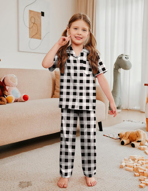 Arshiner Pajamas for Girls Short Sleeve Long Pants Outfit 2 Piece  Pjs Sets