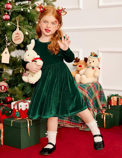 Arshiner Toddler Velvet Dress Little Girls Ruffle Dresses