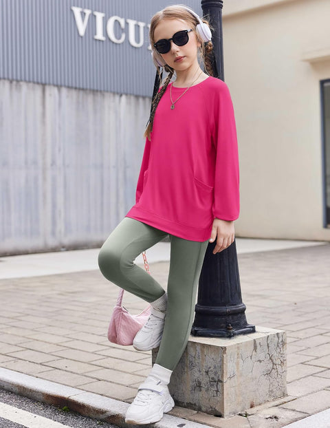 Arshiner Girls Long Sleeve Shirts with Pockets