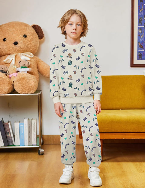 Arshiner Boys Teddy Bear Sweatshirt and Pants Outfit Set