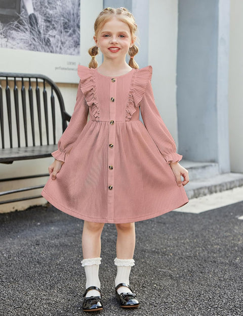 Arshiner Toddler Sweater Dress Ruffle Ribbed Knit Dresses