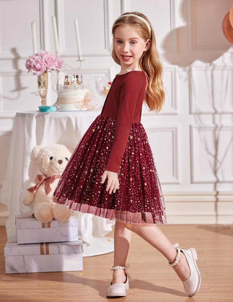Arshiner Toddler Girls Tutu Dress Long Sleeve Party Dresses