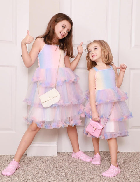 Arshiner Toddler Girls Tulle Dress Tiered Ruffle Fluffy Tutu Dresses 2-8 Years