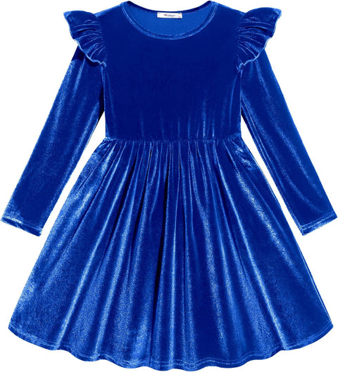 Arshiner Toddler Velvet Dress Little Girls Ruffle Dresses