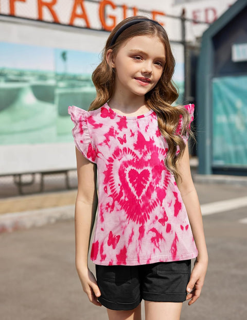 Arshiner Girls Shirts Ruffle Short Sleeve Cute Casual Tops Blouse Tee