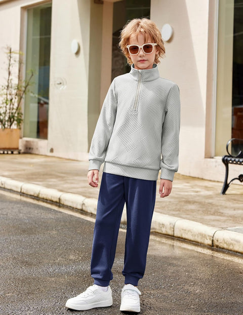 Arshiner Boys Half Zip Sweatshirt and Pants Outfit 2Pcs Set