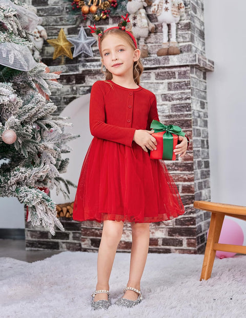 Arshiner Toddler Girls Tutu Dress Long Sleeve Party Dresses