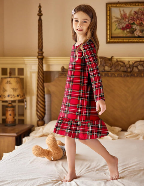 Arshiner Girls' Sleepwear Long Sleeve Cute Nightie Pajama Dress