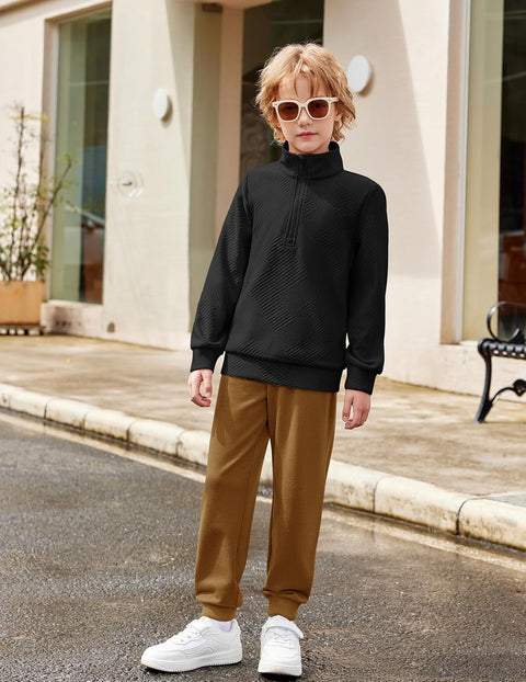 Arshiner Boys Half Zip Sweatshirt and Pants Outfit 2Pcs Set