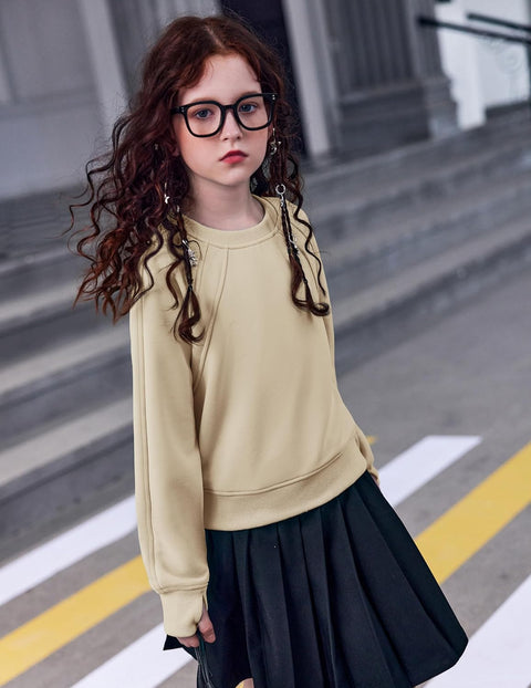 Arshiner Girls Sweatshirt Crop Tops Cropped Ribbed Shirts