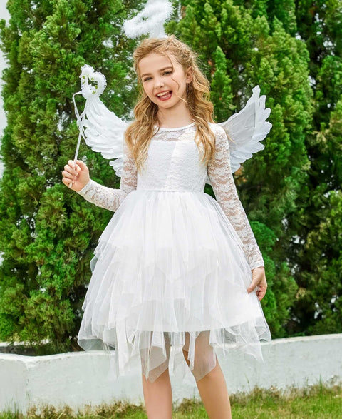 Arshiner Flower Girl Dress Toddler Contrast Lace Tutu Tulle Dresses