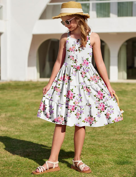 Arshiner Toddler Girl Dresses Casual Sleeveless Swing Flowy Sundress