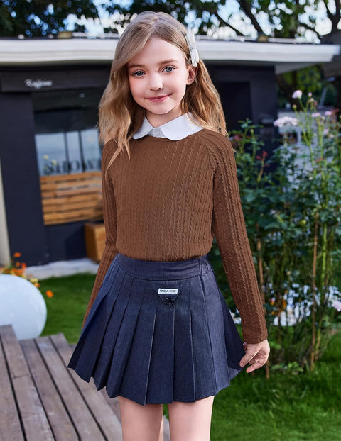 Arshiner Girls Raglan Long Sleeves Shirts Knit Tops