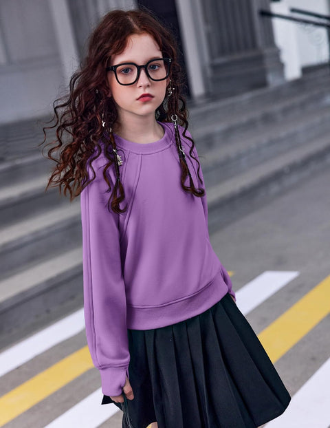 Arshiner Girls Sweatshirt Crop Tops Cropped Ribbed Shirts