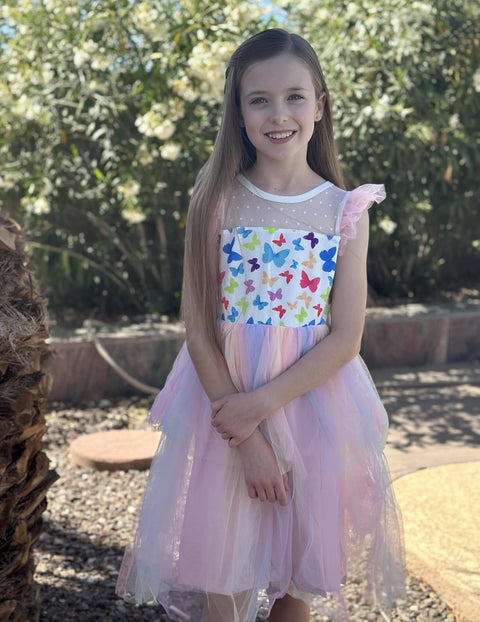 Arshiner Toddler Girls Tutu Sundress Ruffle Sleeve Double Fluffy Tiered Dresses