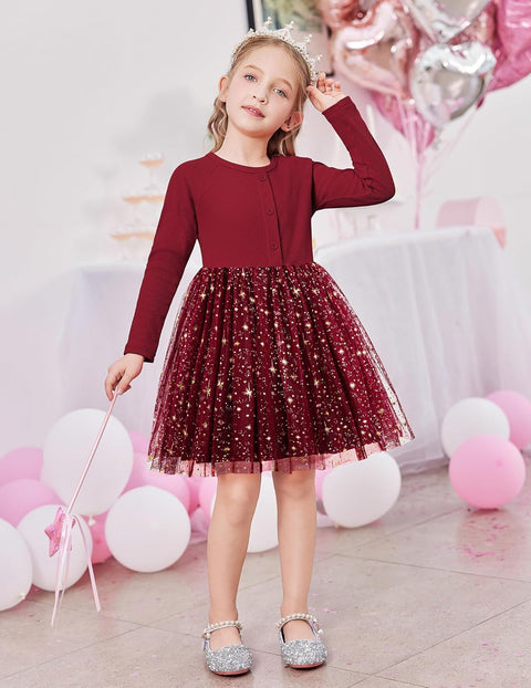 Arshiner Toddler Girls Tutu Dress Long Sleeve Party Dresses