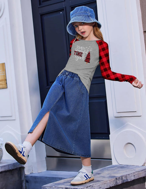 Arshiner Girls Raglan Long Sleeve Shirts Soft Tunic Tops