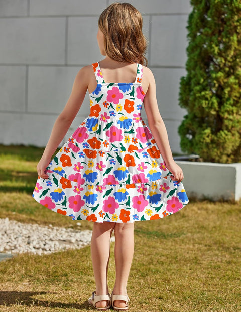 Arshiner Toddler Girl Dresses Casual Sleeveless Swing Flowy Sundress