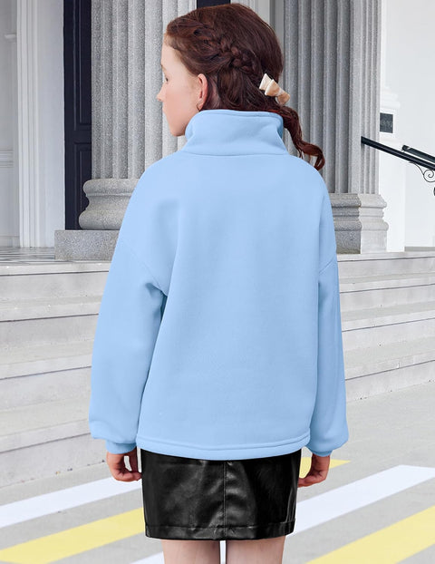 Arshiner Girls Half Zip Sweatshirt Fleece Quarter Pullover